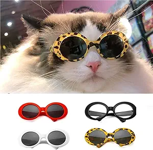4Pairs Funny Cute Dog Cat Fashion Sunglasses Alien Camo Retro Eye-wear Protection Puppy Cat Summer Beach Glasses Pet Photos Props for Small Dog Cat