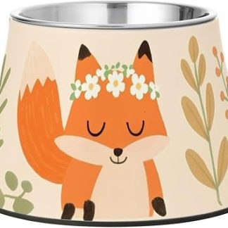 Милые миски для еды в виде лисы и цветка, улучшенные миски из нержавеющей стали для маленьких животных, усы, рельефное блюдо для собаки.