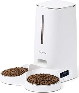 Автоматический дозатор кошачьего корма FUKUMARU, дозатор собачьего корма объемом 4 л с 2 мисками из нержавеющей стали, рассчитан на 10 приемов пищи в день и имеет таймер, хватает примерно на 20 дней. Работает от USB и батареек.