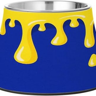 Эстетическая голубо-желтая миска для воды для собак с подставкой из нержавеющей стали. Простые миски для медленного кормления собак. Усы.