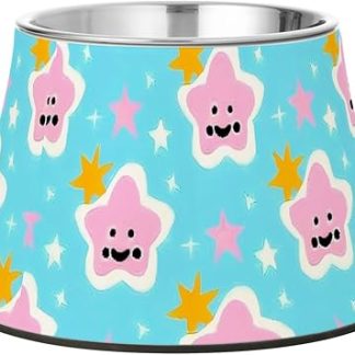 Миска для собак с милыми голубыми звёздочками, нескользящая, из нержавеющей стали, для кошек, базовая миска для средних собак, для снятия раздражения кожи на усах.