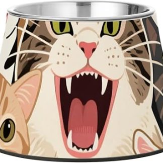 Красочные миски для кошек и собак с подставкой, мультяшные животные, из нержавеющей стали, миски для корма для кошек, кроликов и птиц, с эффектом «усов».