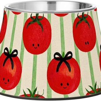 Милые мультяшные помидоры, красные животные, миски для еды, улучшенная миска для воды из нержавеющей стали для медленного кормления кошек, удобное кормление