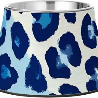 Миска для кормления собак с мехом гепарда, синяя, приподнятая, из нержавеющей стали, для кошек, которые едят медленно. Миска для кошек с эффектом облегчения боли в усах.