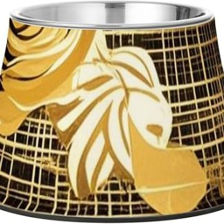 Бохо-миски для корма и водных животных из черной, золотой и розовой стали с приподнятой подставкой для кошек, обеспечивающие медленное и комфортное кормление.