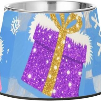 Синяя и фиолетовая клетчатая миска для собак «Счастливого Рождества» Нескользящая миска из нержавеющей стали для кошек, предназначенная для медленного кормления собак Slow Eating Plato Para Gatos