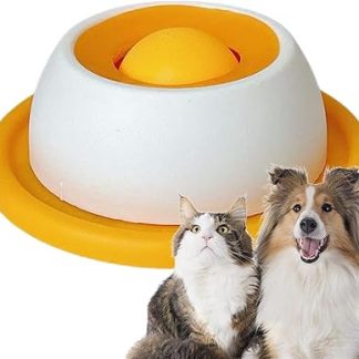 Мячик для вылизывания собак, мячик для вылизывания собак, успокаивающая миска для вылизывания с мячиком, герметичные силиконовые миски для вылизывания с присоской, для собак и кошек (желтый)