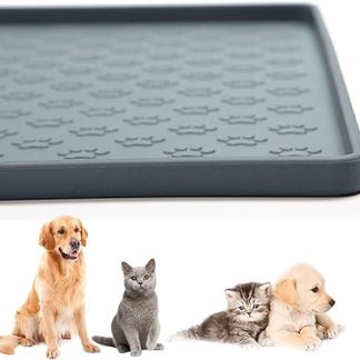 Водонепроницаемая, нескользящая, предотвращает проливание, легко моется, прочная, силиконовая подстилка для корма для животных, серая, 2 шт., 22 × 16