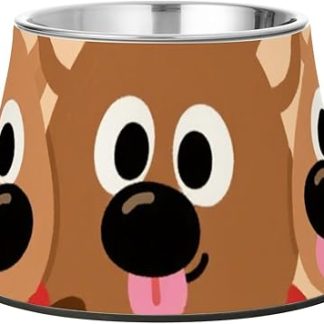 Милые мультяшные коричневые миски для собачьего корма в виде лося, нескользящие миски из нержавеющей стали для кошек, которые медленно кусают, чтобы у них не уставали.