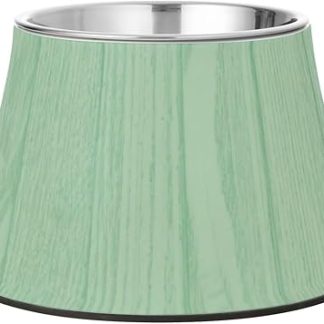 Полосатая зеленая миска для воды для собак с текстурой дерева, винтажная, нескользящая, из нержавеющей стали, миска для корма для кошек средних пород, с рисунком усов, для снятия усталости.