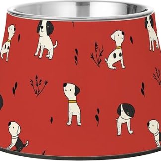 Нарисованные от руки миски для воды и еды в виде красных собак с подставкой, из нержавеющей стали, для медленного кормления собак, с усами.