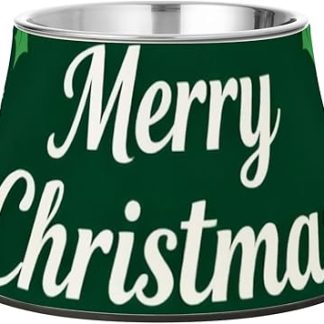 Счастливого Рождества! Темно-зеленые приподнятые миски для корма для домашних животных на подставке. Миска для кормления мелких животных, предназначенная для медленного поедания. Platos para perros