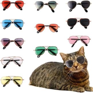 Vctitil 11 Pcs Dog Cat Sunglasses Reflection Pet Glasses Photo Props Eyewear Multicolor Cosplay Glasses Dolls Sunglasses Pet Accessories