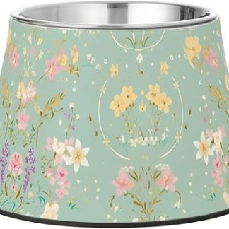 Простая миска-кормушка для собак «Весенние цветы», модернизированная миска из нержавеющей стали для медленного кормления собак.