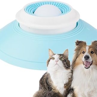 Мячик для вылизывания собак, мячик для вылизывания собак, успокаивающая миска для вылизывания с мячиком, герметичные силиконовые миски для вылизывания с присоской, для собак и кошек (синий-А)