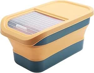 Контейнер для хранения корма для собак и кошек, прочный контейнер для хранения корма для домашних животных с откидной крышкой, колесиками и функцией складывания.