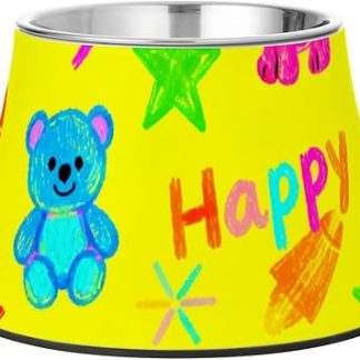 Милые, счастливые собачки, желтые миски для корма и воды для питомцев, улучшенная миска из нержавеющей стали, миски для медленного кормления, раздельные миски для еды, которые помогут справиться с усталостью.