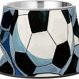 Милая мультяшная футбольная миска для воды для домашних животных, приподнятая миска из нержавеющей стали для кошек, кроликов и птиц, с усами. Platos para perros plastico