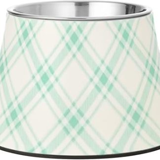 Улучшенная миска для воды для собак из нержавеющей стали с клетчатым узором, приподнятая над поверхностью воды, для кошек, чтобы ваши любимые питомцы могли есть медленно.