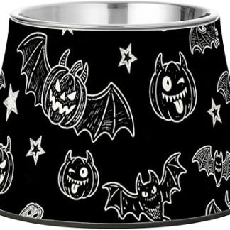 Зловещие черные летучие мыши на Хэллоуин, монстры, черные собаки, миска для еды и воды, нескользящие миски из нержавеющей стали для кормления кошек, для собак, которые медленно едят, Whiskers Relief Plato Para Gatos