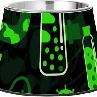 Флуоресцентные зеленые и синие миски для корма для домашних животных с подставкой, миска из нержавеющей стали для кошек и собак среднего размера, средство для снятия напряжения в ушах, миски для корма для собак больших размеров.