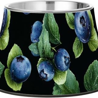 Фотографическая миска для воды для собак с ягодами, нескользящая, из нержавеющей стали, приподнятая, для маленьких питомцев.