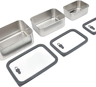 Набор контейнеров для приготовления пищи с герметичной стеклянной крышкой, ланч-бокс из нержавеющей стали, универсальные контейнеры для хранения продуктов, 3 варианта.