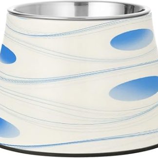 Абстрактное искусство. Волнистые линии. Круглая синяя миска для собак. Нескользящая миска из нержавеющей стали для медленного кормления кошек. Удобная миска для кормления.