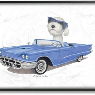 Stupell Industries Dog with Sunglasses in Blue Convertible Family Pet