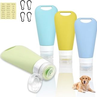 4 силиконовые бутылочки для собачьего корма, 90 мл, в тубусе для унитаза, с телескопическим зажимом.