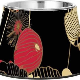 Абстрактные иллюстрации, цветы, черные собаки, миски для кормления, нескользящие миски из нержавеющей стали на подставке для маленьких питомцев, медленное поедание, plato de comida para perros