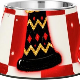 Красно-белая клетчатая рождественская миска для корма для домашних животных, нескользящая миска для воды из нержавеющей стали для кошек, средство для медленного кормления, облегчающее состояние кошек. Plato para petros con ansiedad