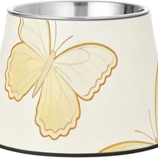 Миска для воды для собак «Мечтательные желтые бабочки», улучшенная миска из нержавеющей стали для средних собак, «Усы», «Платон для собак»