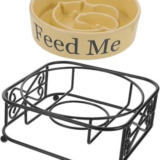 Керамическая приподнятая кормушка ibasenice для домашних животных с лабиринтом. Устойчивая, подходит для маленьких и средних собак. Гигиеничная кормушка для кошек и собак. Легко чистится.