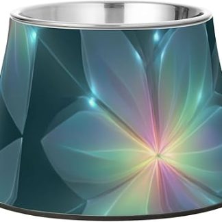 Миски для корма и воды для домашних животных в синих тонах с психоделическими цветами, нескользящие, из нержавеющей стали, для маленьких питомцев, для медленного поедания.