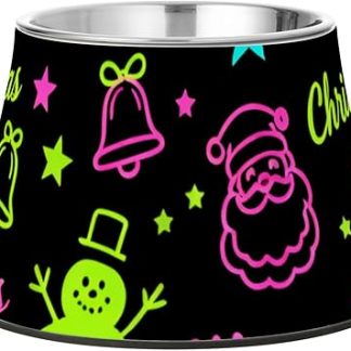 Рождественская миска для воды в виде снеговика, розово-черная, с рельефным рисунком животных, нескользящая, из нержавеющей стали, для медленного кормления собак, удобная для кормления.