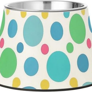 Стильная миска для собак в горошек, персиково-голубого цвета, улучшенная миска для кормления кошек из нержавеющей стали, подходит для собак, кошек, кроликов, птиц, кошек с усами и других животных.