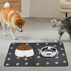 Подстилка под миску для собак и кошек, 50 x 30 см, подстилка под миску для корма для животных, водонепроницаемая подстилка под миску, впитывающая и быстросохнущая подстилка под корм для животных.
