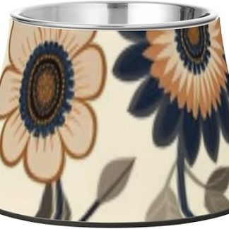 Винтажные ретро-миски для домашних животных с цветами, нескользящая миска из нержавеющей стали с приподнятой подставкой для кошек, для любящих питомцев, дружелюбных к усам. Platos para perros para comer lento