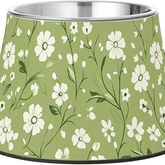 Летняя зеленая маленькая миска для домашних животных в форме цветка, модернизированная миска из нержавеющей стали для средних собак, помогающая справиться с усталостью и раздражением шерсти.