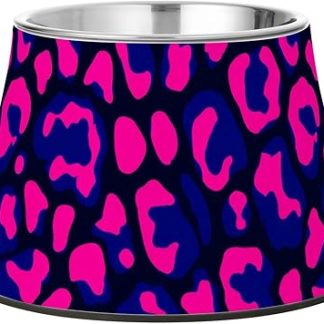 Миски для корма для собак с леопардовым принтом, сине-розовые, нескользящие, из нержавеющей стали, для медленного кормления кошек, при усталости после кормления.