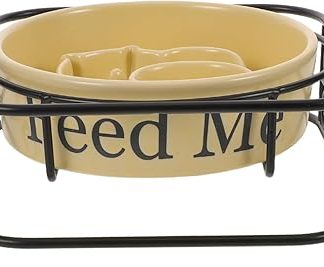 Керамическая лежанка для собак ibasenice с функцией подъема и стояния, противоскользящая, способствует медленному поеданию, подходит для мелких и средних пород, устойчивая и легко чистится.