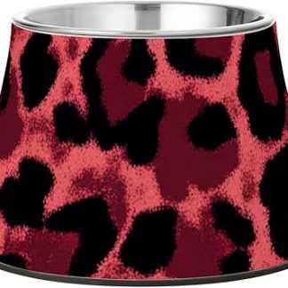 Красная миска для корма и воды для собак с леопардовым принтом и подставкой, миски для кормления кошек из нержавеющей стали для маленьких питомцев, cuencos elevados para perros (миски для медленного кормления).