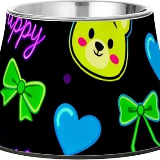 Миска для корма и воды для собак Birthday Bear темно-черного и фиолетового цвета с подставкой, миски для кошачьего корма из нержавеющей стали для маленьких собак, медленная кормушка для собак Relief Whiskers.