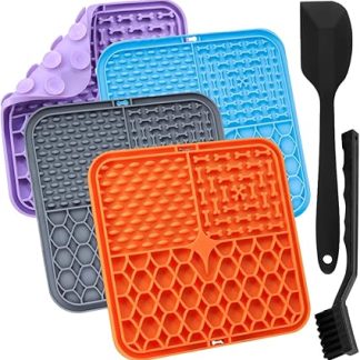 4 коврика для вылизывания собак, щенков и кошек с присоской - медленное вылизывание для домашних животных, для купания и ухода, с силиконовой лопаткой +