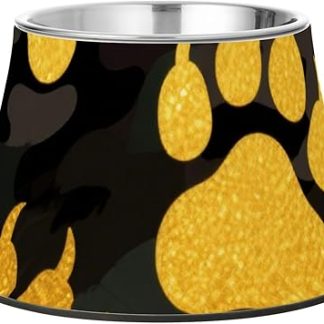 Миска для кормления животных в форме следа медведя, золотисто-черная миска для еды, улучшенная миска для кормления домашних животных из нержавеющей стали для маленьких питомцев, удобное кормление, plato para perro