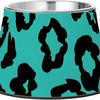 Нескользящая миска для кормления домашних животных Leopard Turquoise Black Pet Bowls для собак, кошек, кроликов и птиц, безопасная для усов.