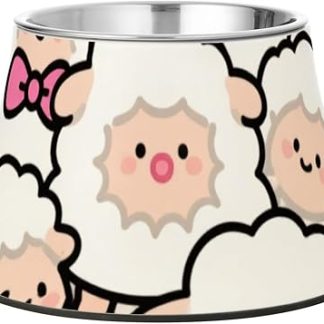 Миска для еды в виде милых мультяшных овечек и белых собак, улучшенная версия из нержавеющей стали, для кошек и маленьких собак, для медленного приема пищи.