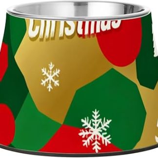 Рождественские миски для кормления собак с золотыми пайетками, нескользящая подставка из нержавеющей стали для маленьких собак, для медленного кормления.