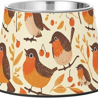 Миски для кошек Orange Birds Simple Pet Bowls из нержавеющей стали с нескользящей поверхностью, идеально подходящие для кошек с красивыми усами.